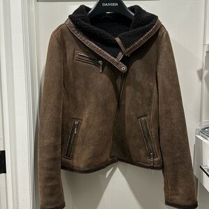 Lamb shearling aviator leather jacket